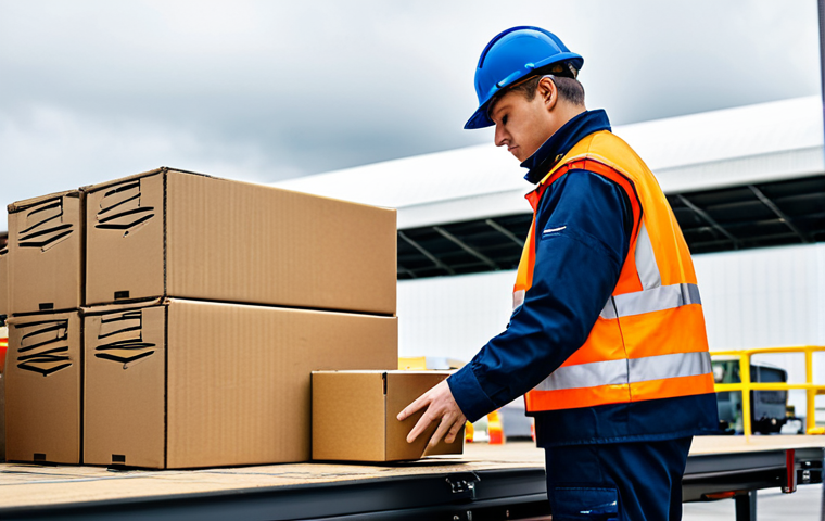 **

A logistics worker in a professional uniform inspecting a securely packaged cardboard box at an airport cargo facility, fully clothed, appropriate attire, safe for work, surrounded by other packages, emphasizing the importance of cargo safety, perfect anatomy, natural proportions, professional photography, high quality.

**