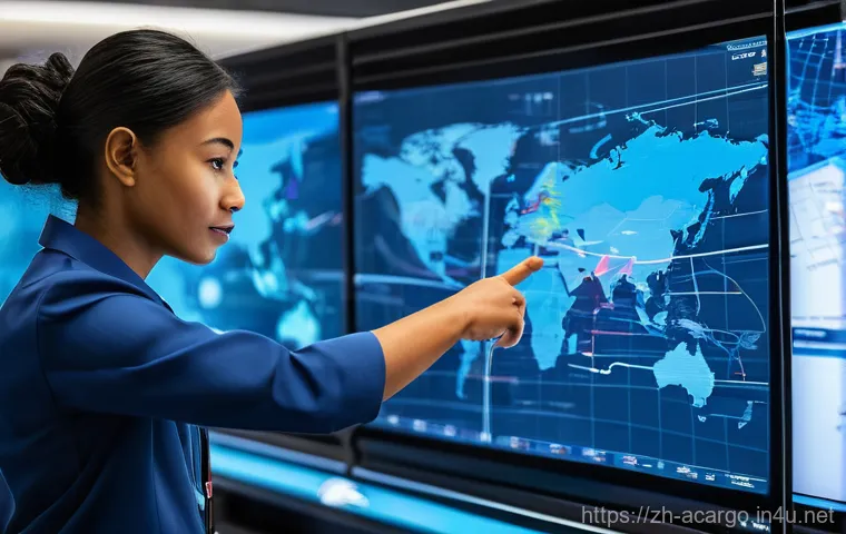 항공화물 전문가의 필수 네트워크 채널 - **Prompt:** A bustling and vibrant international air cargo exhibition hall filled with diverse profe...