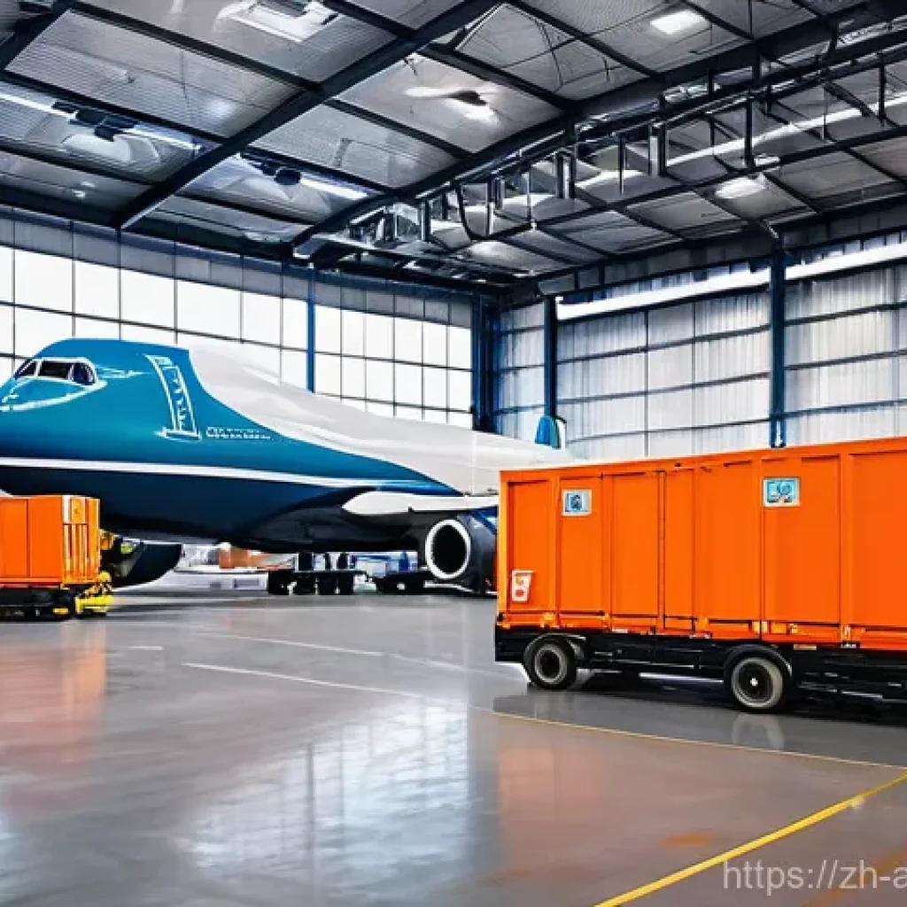항공화물 경력 초기에 알아야 할 팁 - **Air Cargo Terminal Efficiency**
A bustling, modern air cargo terminal interior. Workers, dress...