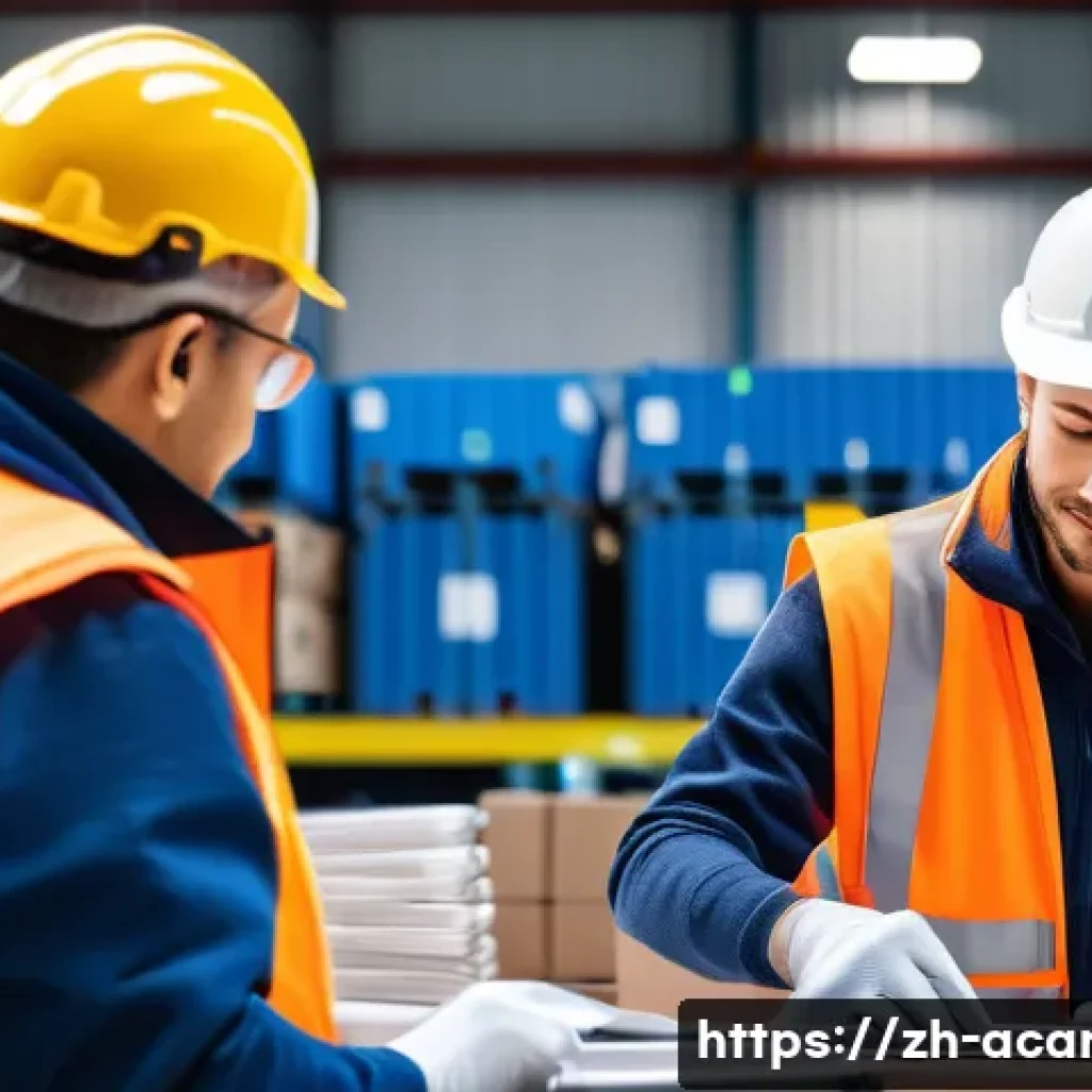 항공화물 전문가로 성장하기 위한 커리어 로드맵 - A modern air cargo logistics hub bustling with activity, featuring workers wearing safety vests and ...