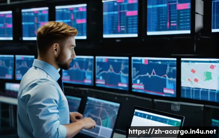 항공화물 전문가를 위한 자기소개서 작성법 - A professional airline cargo operations specialist in a modern logistics control center, focused and...