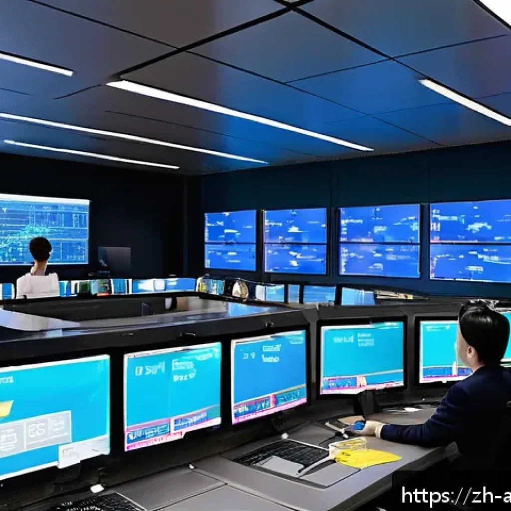 항공화물 회사의 조직 구조 이해 - A busy, modern air cargo operations control room with diverse professionals monitoring large digital...