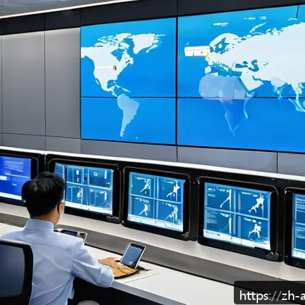 항공화물 전문가의 자기 계발 전략 - A detailed, modern air cargo operations control room scene in a busy international airport, showing ...
