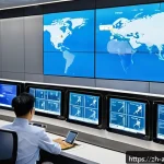 항공화물 전문가의 자기 계발 전략 - A detailed, modern air cargo operations control room scene in a busy international airport, showing ...