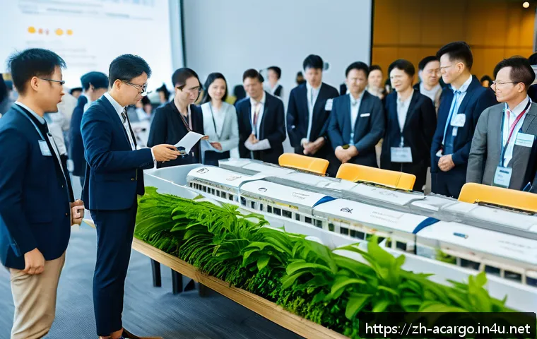 항공화물 이직 준비 체크리스트 - An industry networking event held in a modern conference hall with professionals from the aviation c...
